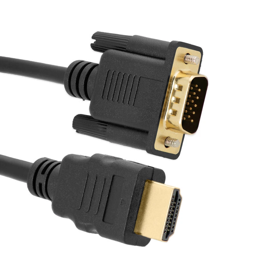 HDMI Stecker > VGA Stecker Kabel FullHD 1080p PC Monitor Adapter Vergoldet 1,8m - Bild 2 von 4