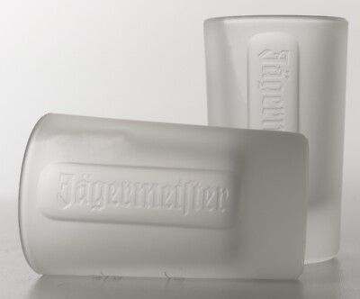 2 x Jägermeister Double Shotglas neutral satiniert 2cl/4cl Stamper Pinnchen 0048