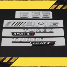 Chrome E53 AMG TURBO/4matic+ Rear Trunk Fender Badges Emblems For E-Class E53