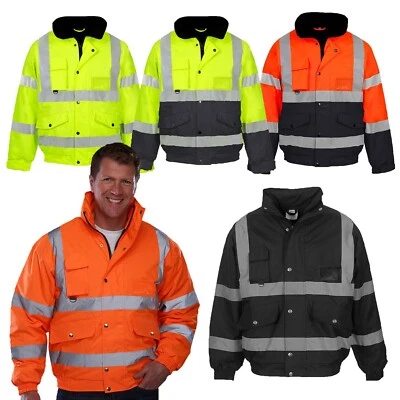 GM Hi Vis Viz Bomber Jacket High Visibility Safety Workwear Security Jackets New