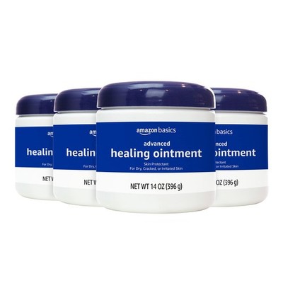 Amazon Basics Healing Ointment & Skin Protectant for Dry 14 Ounce (Pack of 4) 