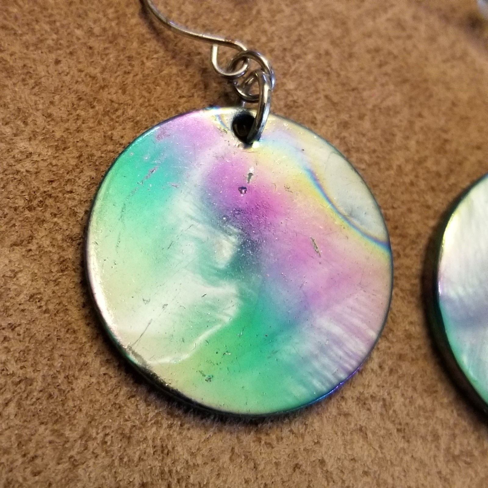 Multi-Colored Round Shell Dangle Earrings – Rainb… - image 3