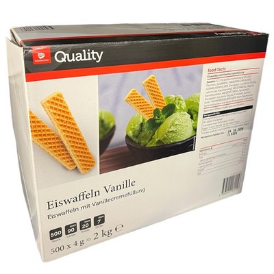 TGQ Eiswaffeln Vanille 500 Stück 2 kg Waffeln Deko Eis Dessert (12 EUR/KG)
