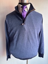     PETER MILLAR MERINO WOOL 1/4 ZIP SWEATER LARGE     