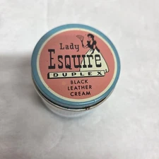 Vintage Lady Esquire Duplex Patent Leather Shoe Polish Cream Milk Glass Jar 