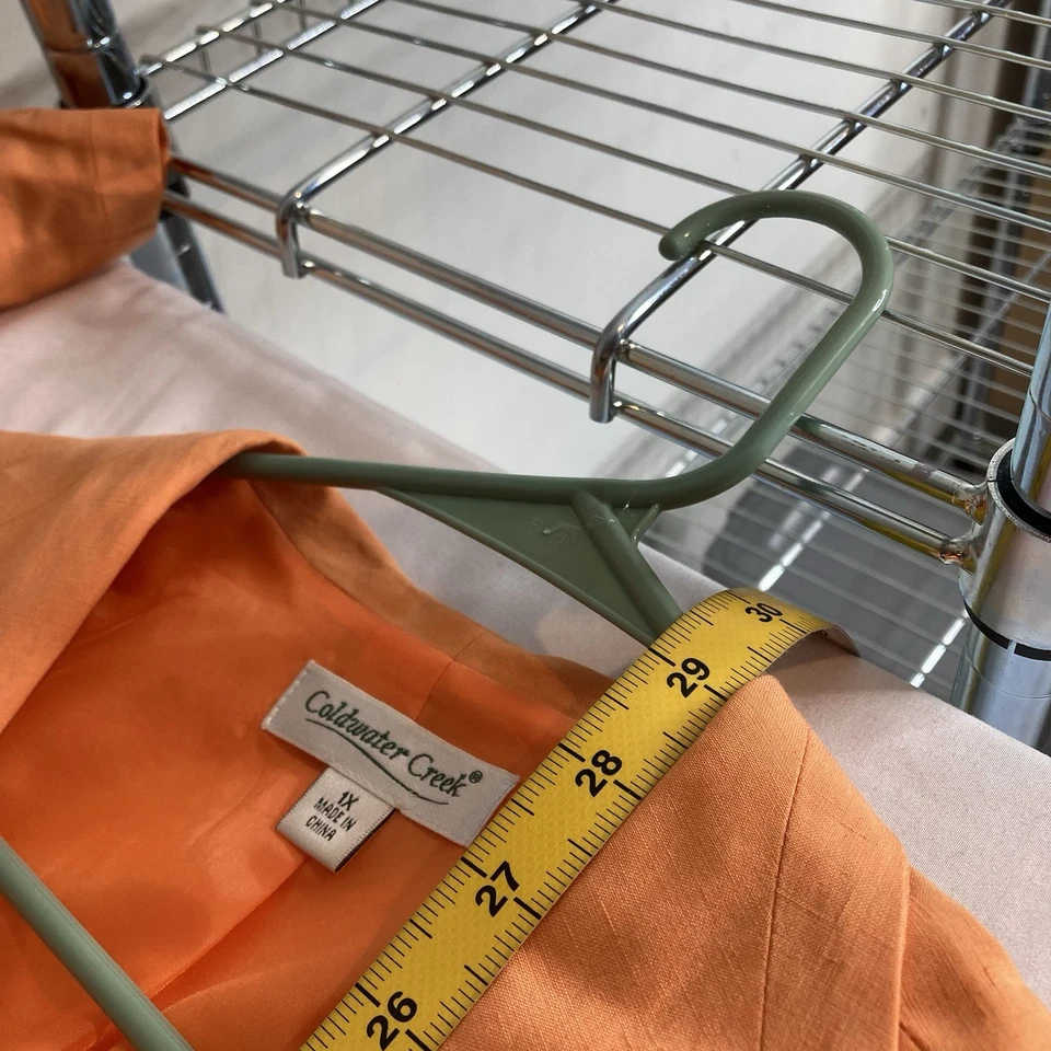 Blazer Coldwater Creek para mujer naranja seda mezcla de lino frente abierto talla 1X costero Foto 3 de 4