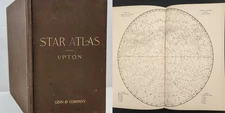 1896 antique STAR ATLAS Naked Eye Visible Clusters winslow upton MAPS TEXT