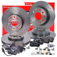 BREMBO XTRA BREMSSCHEIBEN+BELÄGE VORNE+HINTEN FÜR AUDI A3 SEAT SKODA VW GOLF 5