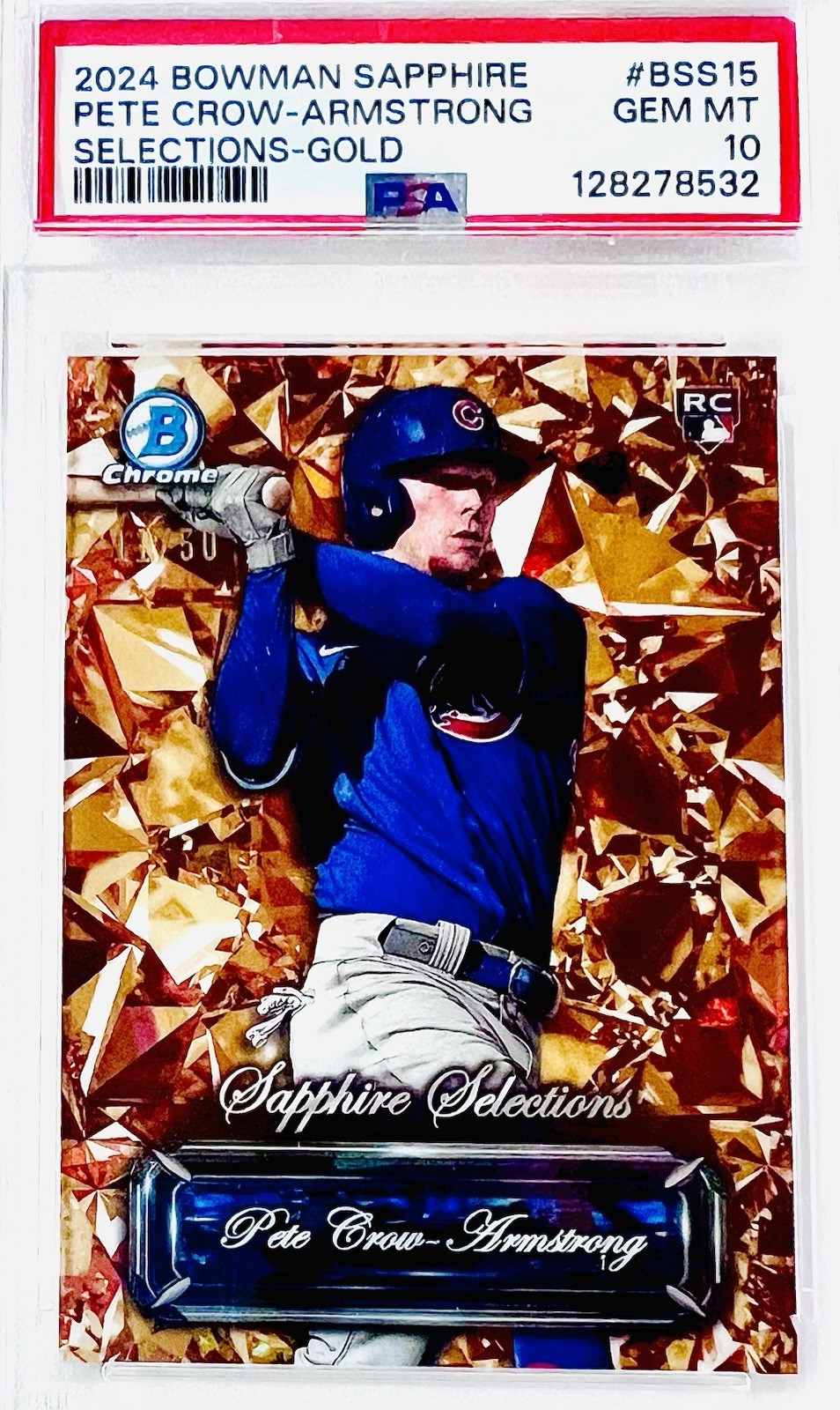 2024 Bowman Chrome Sapphire Pete Crow-Armstrong RC Selections Gold #/50 PSA 10💎