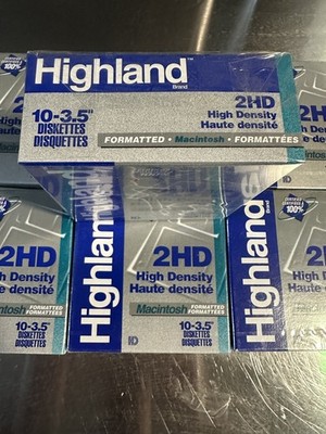 Total of 7 Brand New & Sealed Highland High Density 2HD Diskettes Macintosh