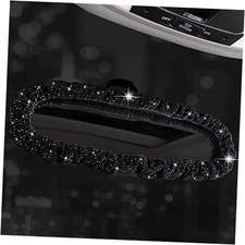 Bling Rearview Mirror Accessories Elastic Plush Car Rear View Black Diamond