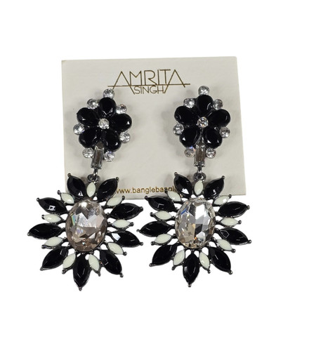 Amrita Singh Women's Austrian Crystal Gunmetal Plated Resin Dangle Earrings NWT