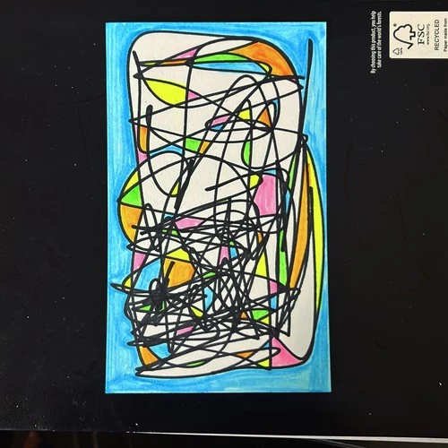 Explosive Destiny #34,568w 5x3 in Marker on Notecard by M. SKY GLENN 2026