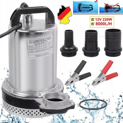 DC 12V Tauchpumpe Schmutzwasserpumpe Gartenpumpe Brunnenpumpe Edelstahl 8000 L/H