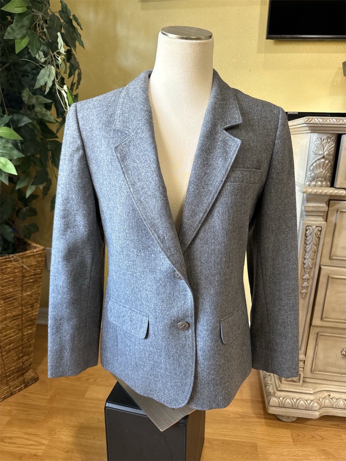 Pendleton Petite Small Gray Wool Blazer Jacket Ma… - image 1