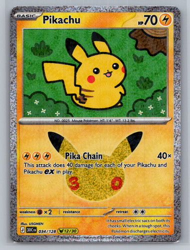 Pikachu #34/128 2026 30th Celebration Pokemon TCG
