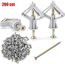100-200Set Cavity Hollow Wall Plugs & Screws For Raw Plasterboard Nylon Fixings
