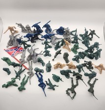 Vintage Toy Soldiers Green Blue Tan Army Men Civil War  WWII Plastic Lot Of 58
