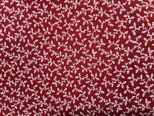 VIP Cranston Print Works Fabric White Floral On Burgundy Red 1 Yd 11 Inx44