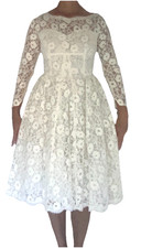 Lorrie Deb San Francisco Ivory Lace Long Sleeve Tea Length Wedding Dress XS-S