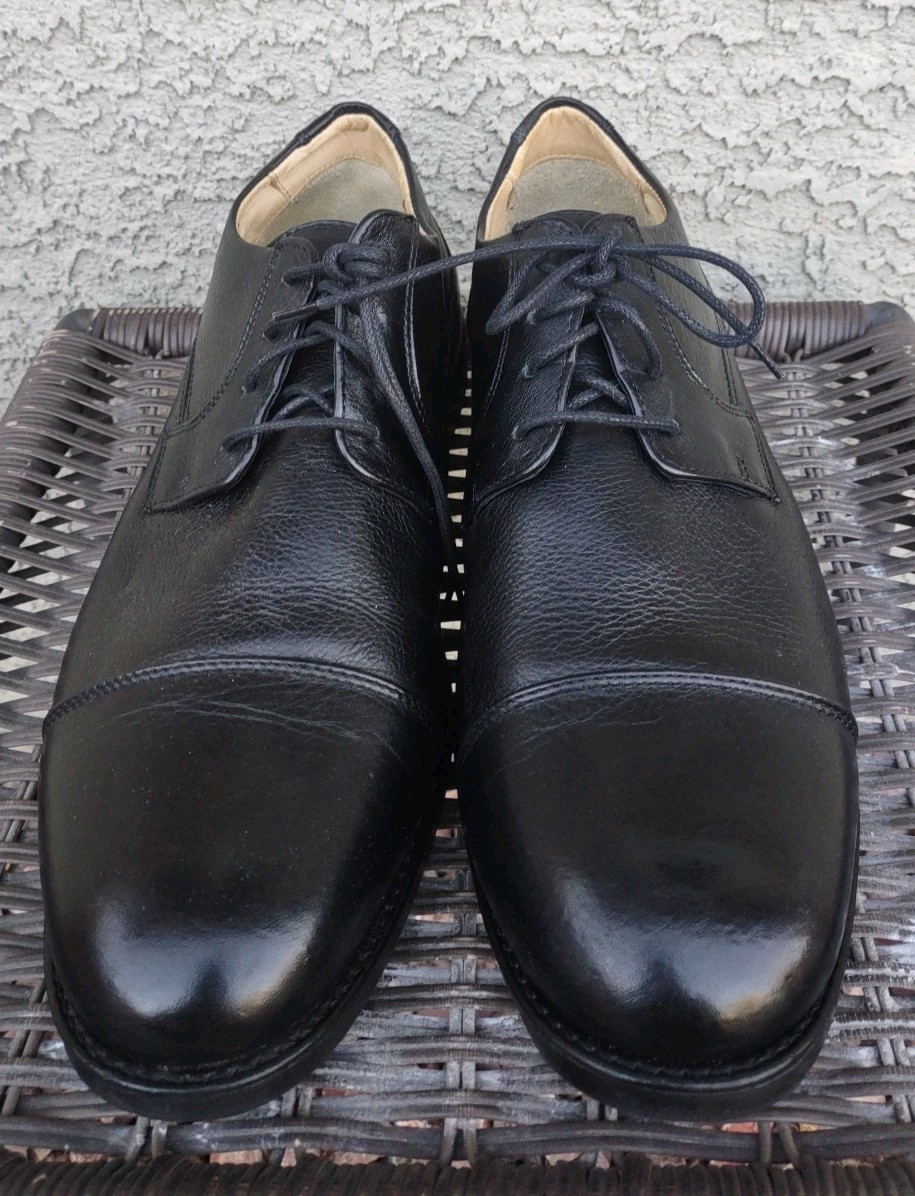 SAOLA Oxford Belvedere Studio Duke da uomo nere con punta a cappuccio taglia 13D in pelle