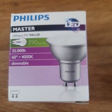 Philips Master GU10 4.3 W LED (50W Replacement)  4000K Dimmable. Energy Saving.
