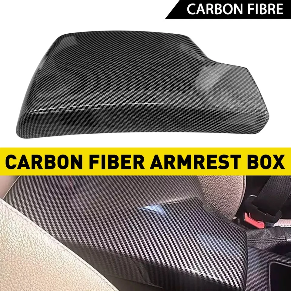 For BMW 3 E90 E91 E92 E93 Carbon Fiber Effect Interior Console Armrest Lid Cover - Imagem 3 de 4