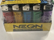 NEON Lighters 15 Pack Assorted Colors Disposable Butane Gas Lighter Lot