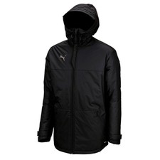 Puma Football TeamFINAL Mens Parka Long Jacket Hooded Black