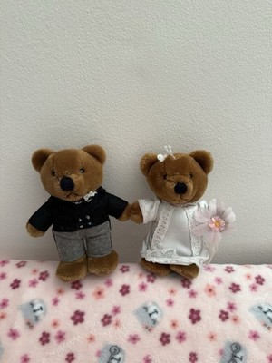 Vtg 1985 Dakin Bride And Groom Brown Teddy Bear Plush Stuffed Animal Toy 7'' Tall