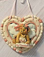 MY CHERISHED ONE Pink Hanging Heart Cupid Love 4" Wall Plaque 104116 with Box