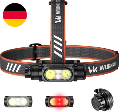 Wurkkos LED Stirnlampe Wiederaufladbar, HD17 2500 Lumen Superhelle Kopflampe Mit