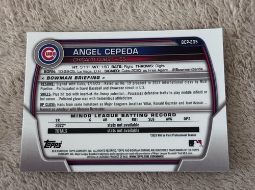 2023 Bowman Chrome - Prospects Angel Cepeda #BCP-205 Mojo Refractor (RC) - Picture 2 of 2