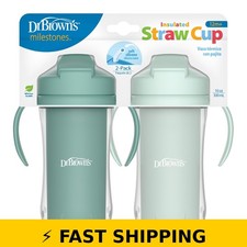 Dr. Brown's Insulated Sippy Cup with Straw Handles - 2-Pack Green