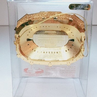 Lambeau Field 3D Stadium Ornament Green Bay Packers 24K Gold Finish Brass Boxed