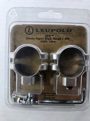 NOS DISCONTINUED Leupold STD 30mm Super High Rifle Scope Rings Silver, #52496 