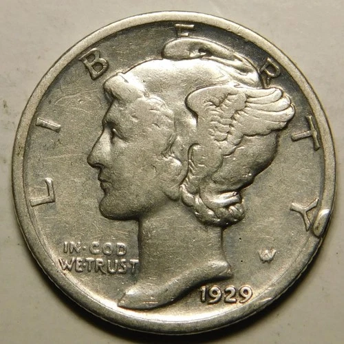 1929 P Mercury Dime VG-F  "Actual Coin Pictured - Appears Cleaned"