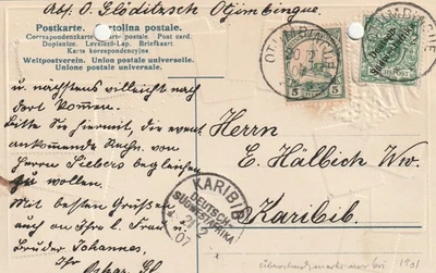 DSWA Reliefkarte aus Otjimbingue  Glöditzsch 1907 nach Karibib - Bild 1 von 2