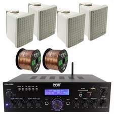 4 Kicker Outdoor Marine 6.5" Box Speakers, Bluetooth USB Receiver,Speaker Wiring