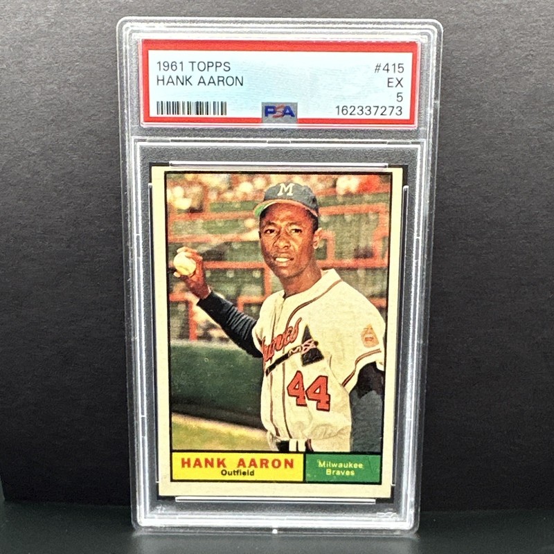 Topps 1961 Hank Aaron #415 Milwaukee Braves PSA 5 Graded Beautiful!