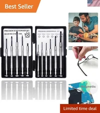 Durable 11-Piece Screwdriver Kit - Flathead & Phillips for Watches & Glasses