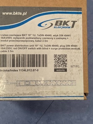 BKT 19'' 1U Rack Mount PDU Power Distribution Unit 7x Schuko Outlets Surge Protec