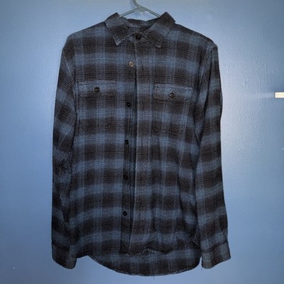 Free Assembly Flannel Mens Plaid Shirt Long Sleeve Button Up Blue Size Small