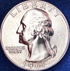 1961-D Washington Silver Quarter Ch BU++