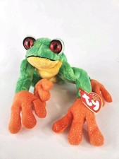 TY Beanie Baby PANAMA Tree Frog Rainforest Green Stuffed Animal Plush  Eye Flaw