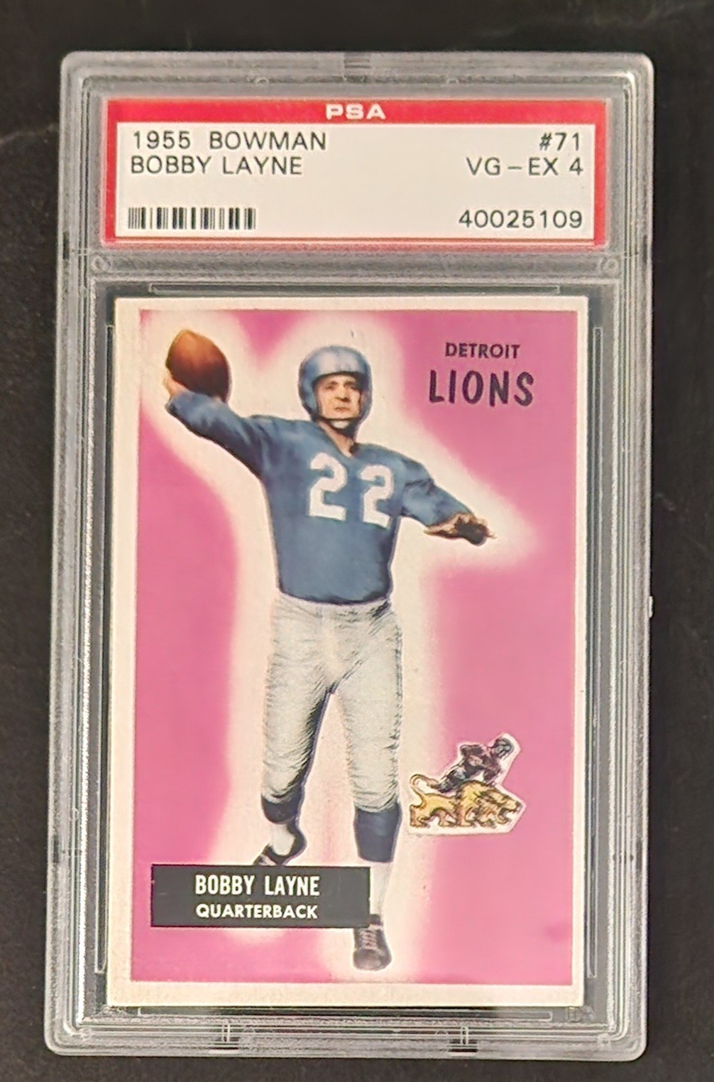 1955 Bowman Football #71 Bobby Layne PSA 4 / 1952 George Kell / 1952 Ralph Kiner