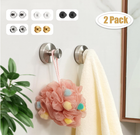2 Pack Suction Cup Hooks Chromed Shower Towel Hook for Bathroom Mirror Tile Glas