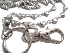 Solid Heart Chain Lanyard- Stainless Steel Chain Lanyard - Heart Id Necklace