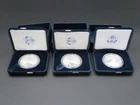 3 AMERICAN EAGLE SILVER DOLLARS PROOF COINS 2004 2006 2007 W WEST POINT MINT NR!