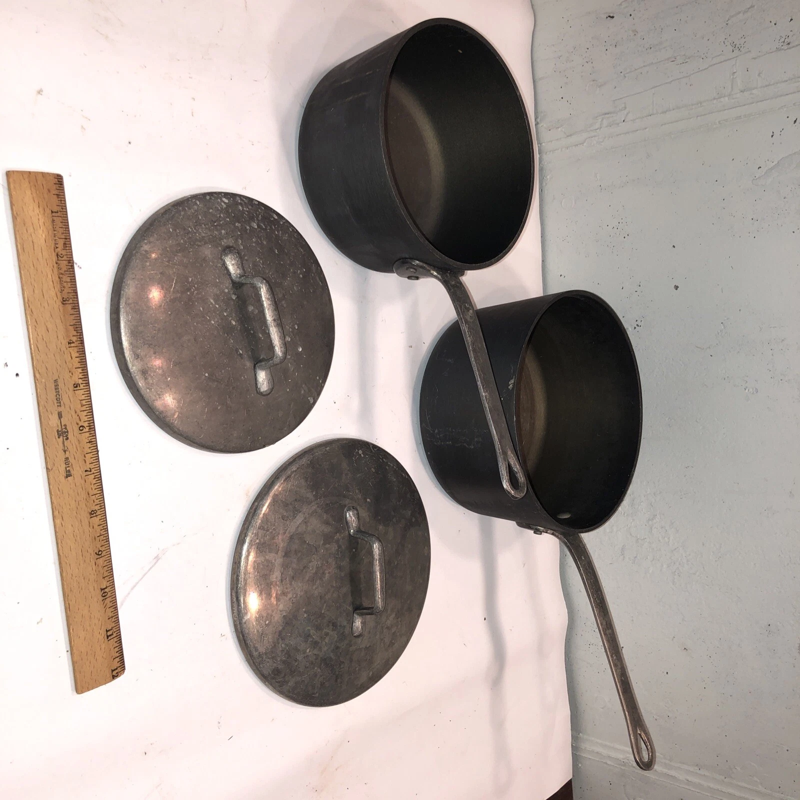 Lot of 2 Magnalite GHC 3 QT & 2 QT Anodized Aluminum Saucepan Pot Lid